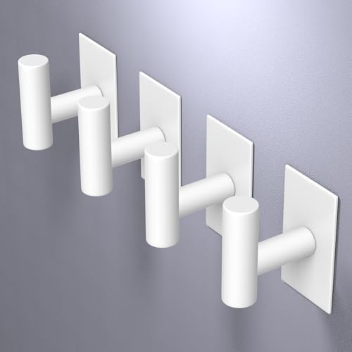 VAEHOLD Wall Towel Hooks, Heavy Duty Sticky Holder Waterproof Towel Hooks for Hanging Coat, Clothes, Closet Hook Wall Mount for Kitchen (White, 6 Pack)