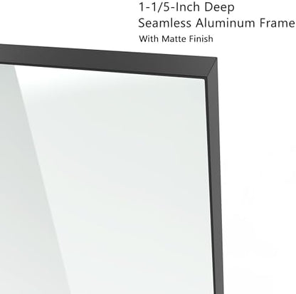 VocalStar Black Metal Framed Bathroom Mirror for Wall, 24 x 36 Inch Square Corner Rectangle Black Bathroom Vanity Mirror Modern Farmhouse, 1/4-inch Shatterproof Glass | Ultra-Flush Hanging