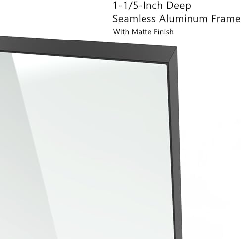 VocalStar Black Metal Framed Bathroom Mirror for Wall, 22 x 30 Inch Square Corner Rectangle Black Bathroom Vanity Mirror Modern Farmhouse, 1/4-inch Shatterproof Glass | Ultra-Flush Hanging