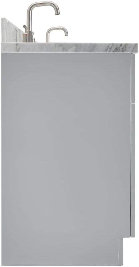 ARIEL Hamlet 72-inch Bathroom Vanity with Sink,Solid Wood, 1.5-inch Italian Carrara Marble Countertop & Backsplash, Double Rectangular Porcelain Sink, 4 Soft Closing Doors, 3 Dovetail Drawers, Grey