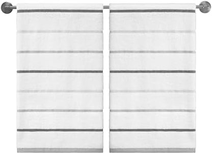 IZOD – Bath Towels, Plush Ringspun Cotton Blend with Striped Design and Dark Hem Finish, Set of 2 (Sandbar Grey)