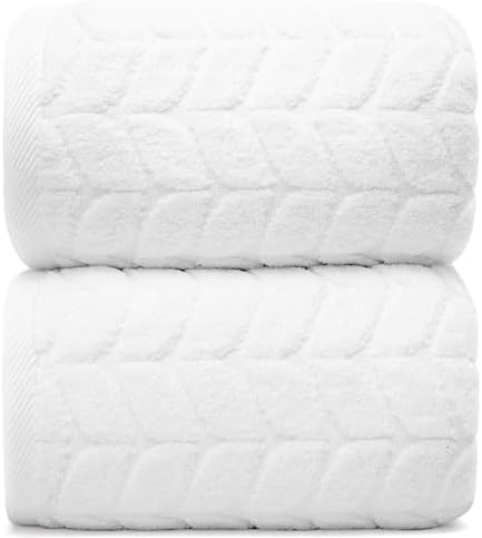 Alusa Home Ultra Soft & Stylish 700 GSM Luxury Bath Sheets | Pack of 2 | Extra Large 35x70 Inches | 100% Zero-Twist, Long-Staple Cotton | Remarkably Absorbent (White)