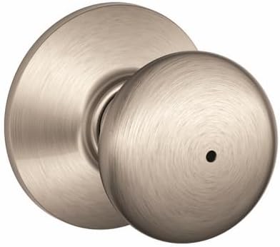 Schlage F40 PLY 619 Plymouth Door Knob, Bed & Bath Privacy Lock, Satin Nickel