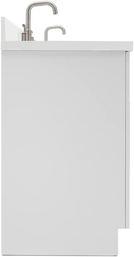 ARIEL Hamlet 72-inch Bathroom Vanity with Sink,Solid Wood, 1.5-inch Pure White Quartz Countertop & Backsplash, Double Oval Porcelain Sink, 4 Soft Closing Doors, 3 Dovetail Drawers, White