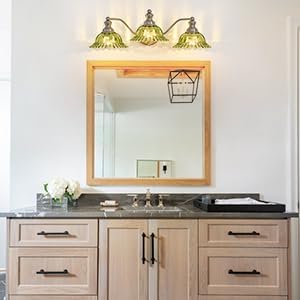 Brushed Nickel Green 3 Light Vanity Light Bathroom Light