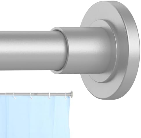 CorkLatta Silver Shower Curtain Rod 31 to 104 Inch,1 Inch Diameter Adjustable Spring Tension Curtain Rod No Drilling Stainless Steel Telescoping Rod,No Rust