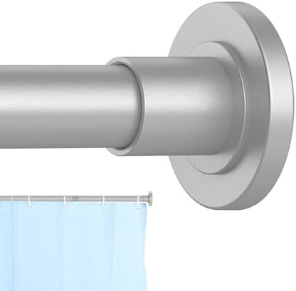 CorkLatta Silver Shower Curtain Rod 31 to 104 Inch,1 Inch Diameter Adjustable Spring Tension Curtain Rod No Drilling Stainless Steel Telescoping Rod,No Rust