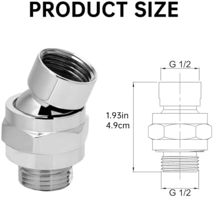 Shower Head Swivel Adapter, Adjustable Pivot Ball To Adjust Showerhead Angle, Universal All Metal Shower Arm Extension Connector, Showering Components(COLOR:silver)