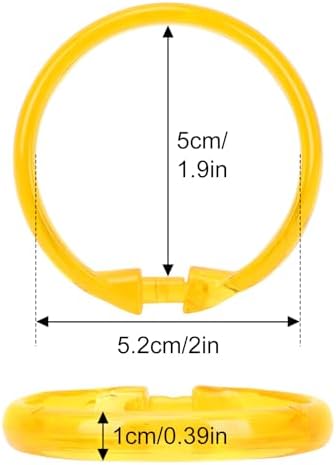 Golden Yellow Shower Curtain Hooks - 12 Pcs Circular Plastic Shower Curtain Rings for Bathroom - O Shaped Gold Yellow Shower Hooks Rings for Shower Curtain Rod