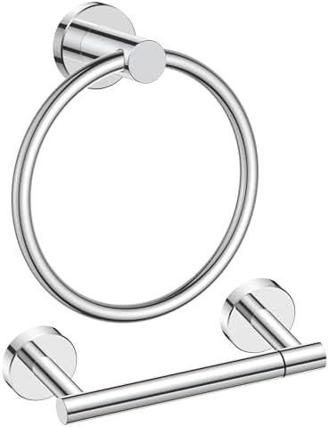 FORIOUS Toilet Paper Holder and Towel Ring Set, Bathroom Accessories Set