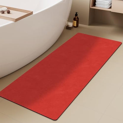 TYUU Thin Bath Mat Runner, Christmas Long Bathroom Rugs Non Slip, 24x60 Red