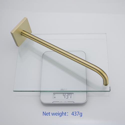 16 Inch Shower Head Extension Arm Wall Mounted Rainfall Extend Pipe Tube Stainless Steel Bathroom Accessories Brushed Gold,SW-91018-16BG-SQ.