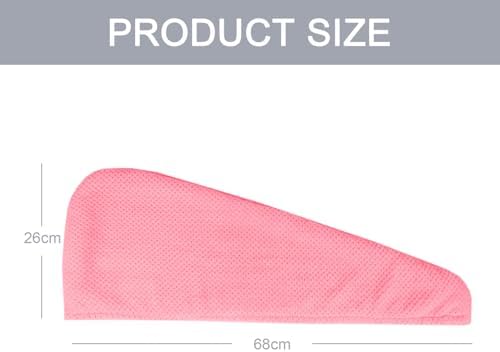 MaopaoBeauty 2 Pack Microfiber Hair Towel Wrap for Women, Lint Free Quick Drying Hair Turban for All Hair Style, Absorbent and Lightweight Hair Towel for Daily Use, Hot Pink