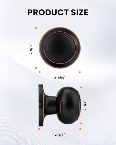 Haidms 2 Pack Oil Rubbed Bronze Door Knobs Dummy, Half Bronze No-Turning Dummy Closet Doors Single-Sided Door Locks (4 Pieces/2 Pairs)