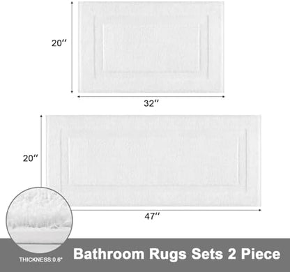 SHACOS Soft Microfiber Bathroom Rugs Set of 2 Pieces, White