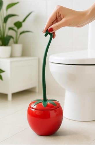 Deep & Sturdy Toilet Bowl Brush with Holder - Tomato Bowl Brush - Durable Scrubbing - Toilet Cleaners - Household Essentials - Bathroom Cleaner - Cleaning Supplies - Household Supplies