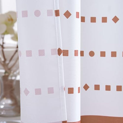 jinchan Boho Shower Curtain Burgundy and White 70x72 Inch 12 Hooks