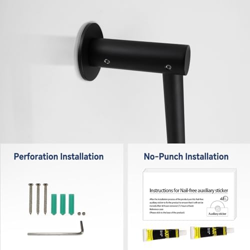 Shower Slide Bar Adjustable Handheld Shower Head Holder Wall Mount - 15inch All-Metal Shower Head Slide Bar Compatible with Bathroom Drill Free Glue Installation - Black