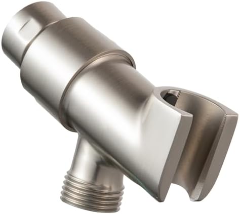 OFFO Shower Head Holder with Solid Metal Ball for Handheld Shower Head, Brushed Nickel Adjustable Shower Arm Mount for Connecting Shower Arm and Shower Hose, 1/2 in IPS Female Inlet and Male Outlet