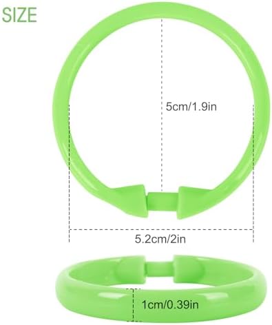 Green Shower Curtain Hooks - 12 Pcs Circular Plastic Shower Curtain Rings for Bathroom - O Shaped Green Shower Hooks Rings for Shower Curtain Rod