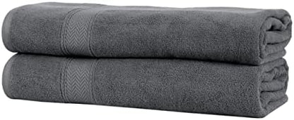 HILLFAIR 100% Cotton 2 Pc XXL Oversized Bath Towel Set 40"x 80"- Platinum