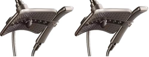 BRIGHT SHOWERS High Pressure Shower Head Combo with Two Spray Setting Fixed Shower Head and Two Spray Settings Handheld Shower Head with Grey Face, Brushed Nickel (Pack of 2)