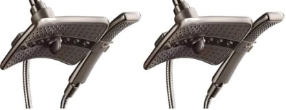 BRIGHT SHOWERS High Pressure Shower Head Combo with Two Spray Setting Fixed Shower Head and Two Spray Settings Handheld Shower Head with Grey Face, Brushed Nickel (Pack of 2)