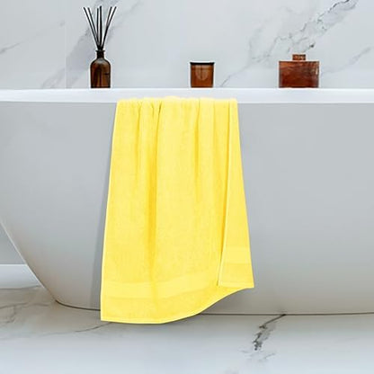 Belizzi Home 4 Pack Bath Towel Set 27x54, 100% Ring Spun Cotton, Ultra Soft Highly Absorbent Machine Washable Hotel Spa Quality Bath Towels for Bathroom, 4 Bath Towels - Lime Yellow