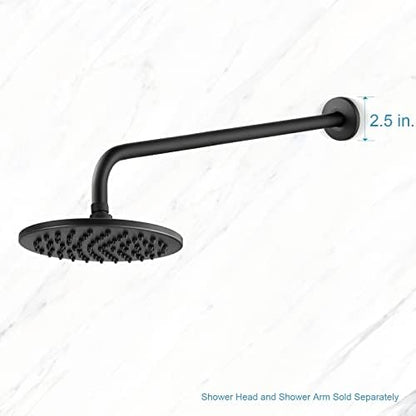 OFFO Shower Arm with Flange, 24 in Wall Mount Replacement Angle Shower Head Arm Wall-Mounted For Fixed Shower Head & Handheld Showerhead, Matte Black