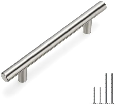 homdiy Cabinet Pulls Brushed Nickel - HD201SN Cabinet Hardware 3-3/4in(96mm) Hole Centers Drawer Pulls for Kitchen Cabinets