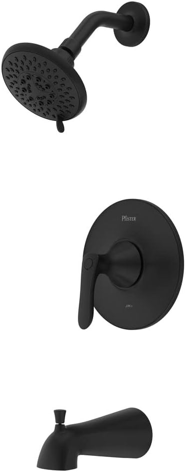 Pfister Weller Tub and Shower Trim Kit (Valve Sold Separately), Single Handle, Matte Black Finish, LG898WRB