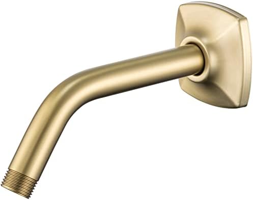 Shower Arm with Flange, Angled 6-Inch Stainless Steel Replacement Pipe, Wall Mounted Tube for Bathroom Shower Head, Brushed Gold,SW-91018-6BG.