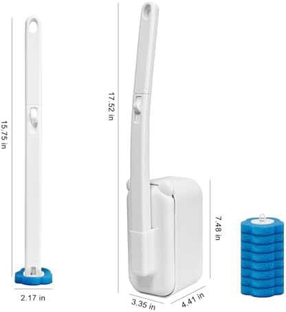 Disposable Toilet Brush with 48 Refills,Toilet Cleaning Supplies,Toilet Wand Brush Starter Kit,Wall Mounted Toilet Bowl Cleaner Brush with Holder for Bathroom Deep Cleaning & Hygiene (White)