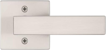 Kwikset Singapore Dummy Door Handle, Single Sided Lever for Closets, French Double Doors, and Pantry, Satin Nickel Non-Turning Reversible Interior Push/Pull Lever, with Microban Protection (Pack of 4)