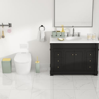 XLHOMO Bathroom Accessories Set - 25PC Bathroom Set with Shower Curtain and Rugs, Sage Green Bathroom Set, Bathroom Accessory Set with Press-on Lid Trash Can, Soap Dispenser and Qtip Holders