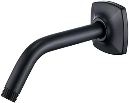 6 Inch Shower Arm And Flange Solid Stainless Steel, Wall-Mounted For Fixed&Handheld Showerhead Mounts Matte Black,SW-91018-6MB.