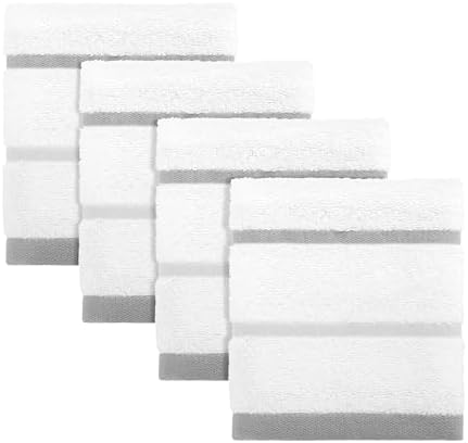 IZOD – Washcloths, Plush Ringspun Cotton Blend Towels with Absorbent Terry & Durable Hem, Striped Bathroom Towels, Set of 4 (Sandbar Grey)