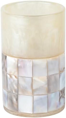 Milano Toothbrush Cup - Electric Toothbrush Holder for Bathroom fits Toothbrushes and Toothpaste - Bathroom Tumbler Cup Finished with Beautiful Mother of Pearl Shells