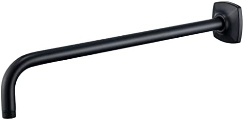 16 Inch Shower Arm with Flange Wall Mount L-Shape Stainless Steel Heavy Duty Rainfall Shower Head Pipe Replacement,Matte Black,SW-96018-16MB.