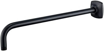16 Inch Shower Arm with Flange Wall Mount L-Shape Stainless Steel Heavy Duty Rainfall Shower Head Pipe Replacement,Matte Black,SW-96018-16MB.