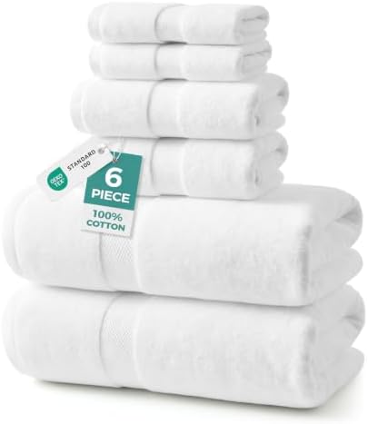 ecolook Ultra Soft 6-Piece Towel Set, 100% Cotton