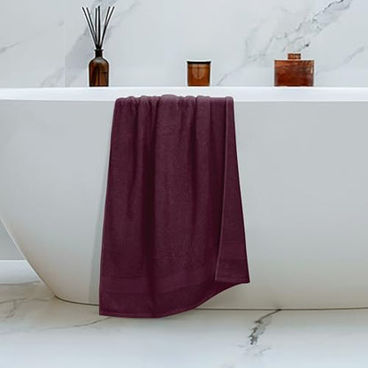 Belizzi Home 4 Pack Bath Towel Set 27x54, 100% Ring Spun Cotton, Ultra Soft Highly Absorbent Machine Washable Hotel Spa Quality Bath Towels for Bathroom, 4 Bath Towels - Burgundy