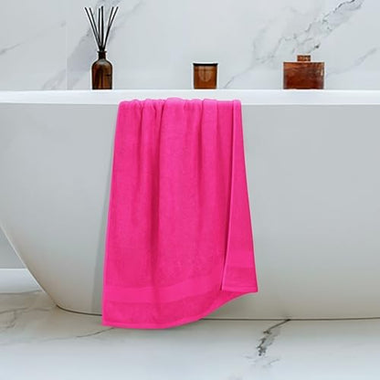 Belizzi Home 4 Pack Bath Towel Set 27x54, 100% Ring Spun Cotton, Ultra Soft Highly Absorbent Machine Washable Hotel Spa Quality Bath Towels for Bathroom, 4 Bath Towels - Hot Pink