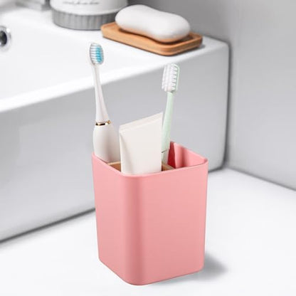 Bamboo Toothbrush Holder for Bathrooms Toothpaste Organizer - Pink