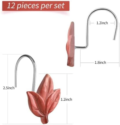Terracotta Plant Leaf Shower Curtain Hooks,Eucalyptus Bathroom Decor,12PCS