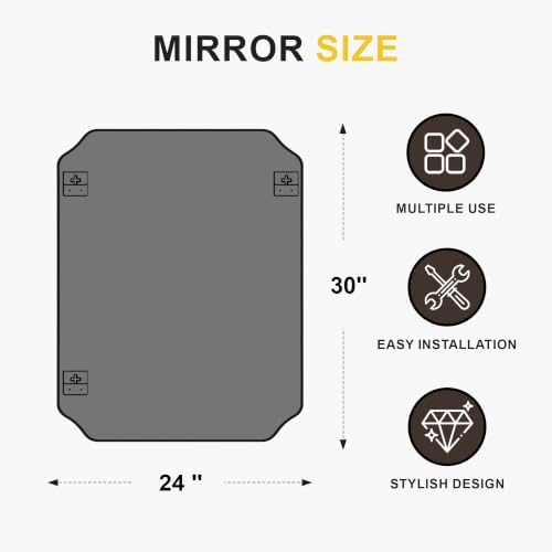 Vanity Bathroom Mirror, 24" x 30" Black Scalloped Mirror for Wall