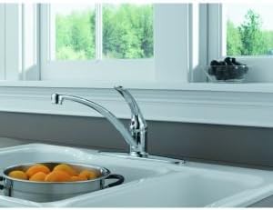Delta Foundations Chrome Kitchen Faucet, Contemporary 3 Hole Kitchen Sink Faucet, Single Handle, Chrome B1310LF