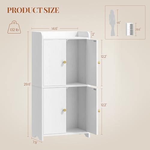 HEXCELEN Small Storage Cabinet, Modern Minimalism, White