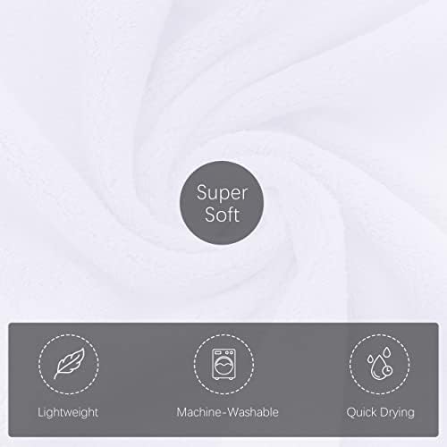 TENSTARS Silk Hemming Hand Towels for Bathroom - Quick Drying - Ultra Soft Microfiber Absorbent Towel for Bath Fitness, Gym, Shower, Hotel, and Spa - 16x28 Inch | Set of 6, White