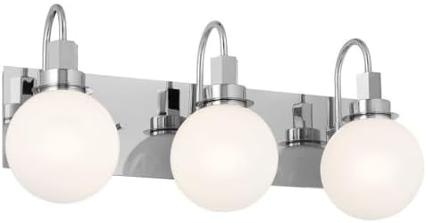 Kichler Hex 3-Light Vanity Light, Modern Light with Opal Glass in Chrome, Install Up or Down, Damp Rated, for Bathroom Vanity (22.75" x 10.25"), 55151CH